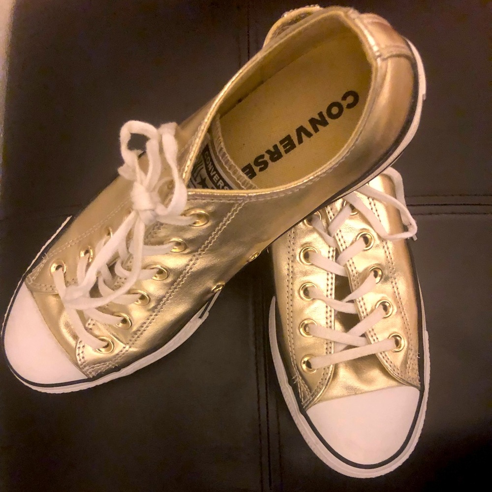 Gold Converse 1.5” Platform Kicks